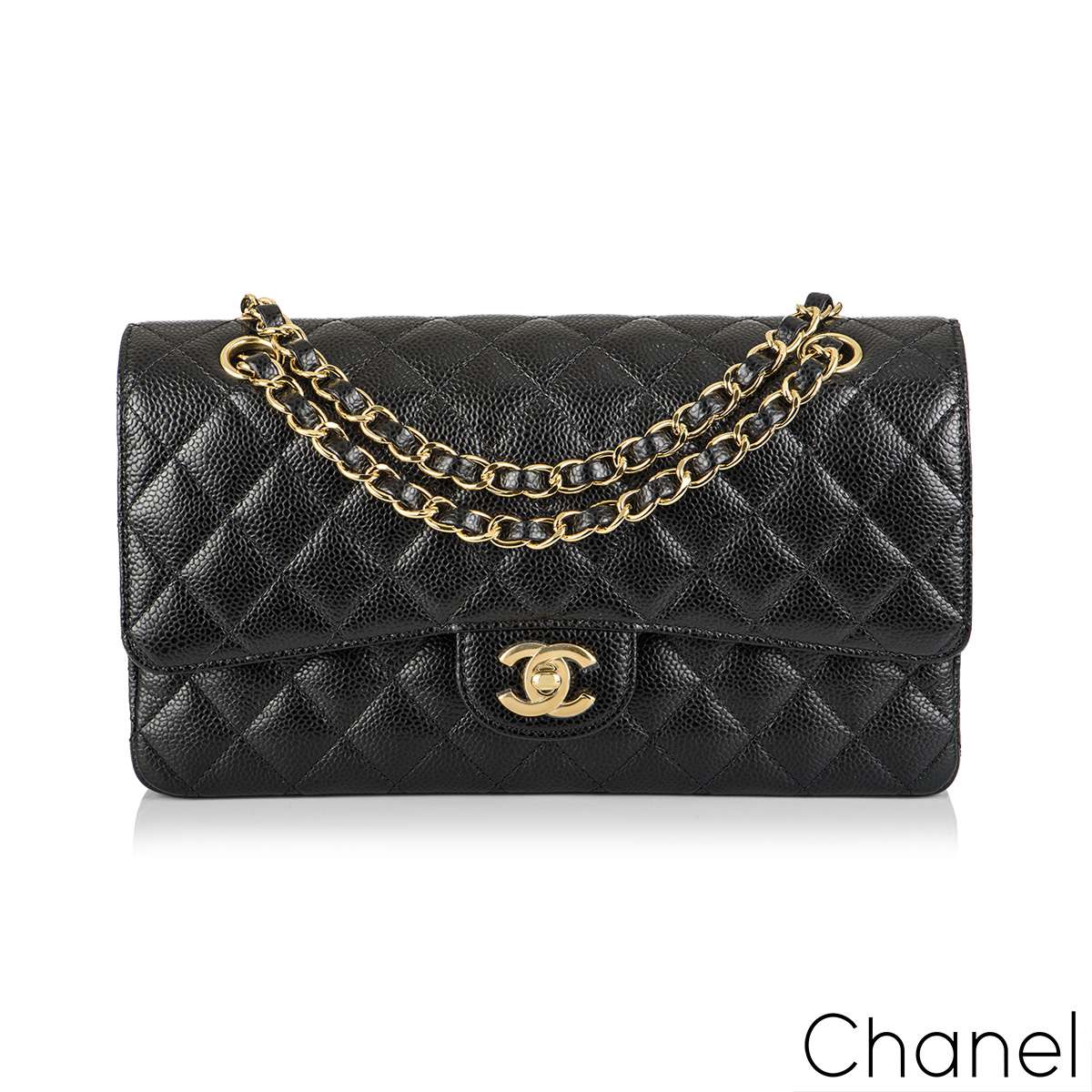 Chanel  Caviar Mini Rectangular Flap Bag  Black with Silver Hardware TC